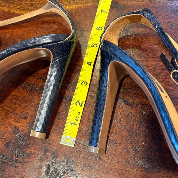 Ralph Lauren Collection Ardelisa Ayers Snakeskin Sandals Heels Dark Navy size 40 - Picture 13 of 13